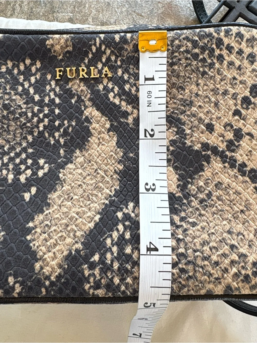 Furla Black & Beige Python-Print Crossbody Bag